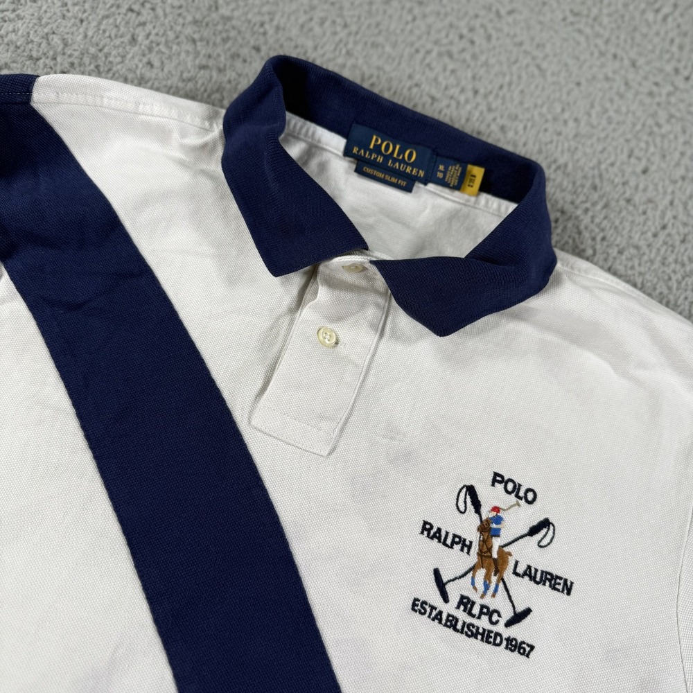Polo Ralph Lauren Shirt Mens XL Custom Slim Fit Polo Player RLPC 2 Patch Logo
